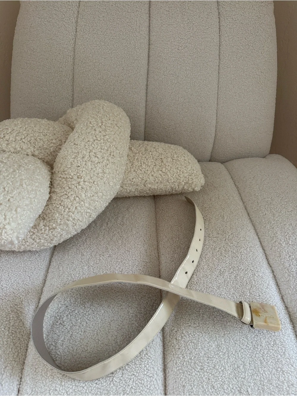 Vintage 90’s Prada Tortoiseshell Patent Leather Belt Ivory White 25 / 80 S